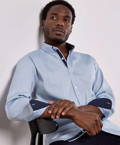 Contrast premium Oxford shirt (button-down collar) long-sleeved (tailored fit)