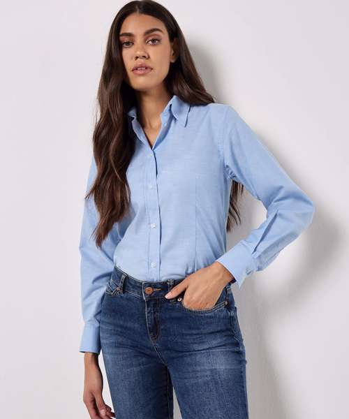 Women's workplace Oxford blouse long-sleeved (tailored fit)