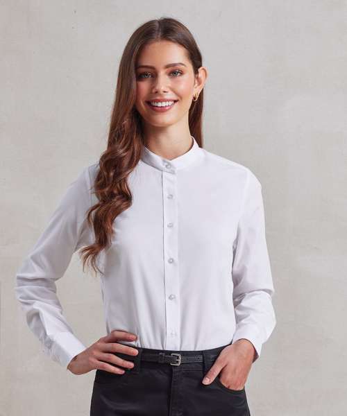 Women's banded collar 'grandad' shirt