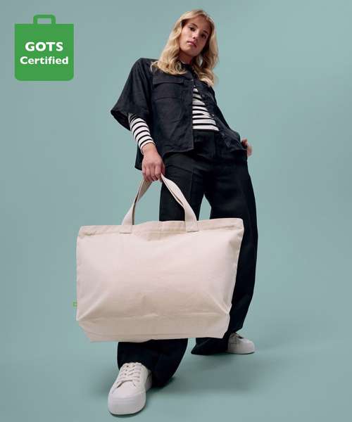 Elba organic canvas premium zip tote